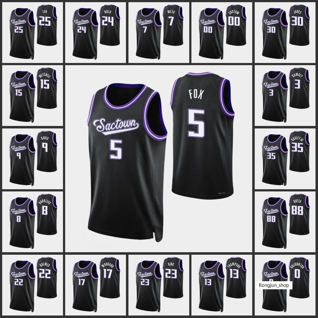 Sacramento„Kings„Men De'Aaron Fox Buddy Hield Marvin Bagley Davion Mitchell 75th Anniversary„City„Edition Nba„jerseys