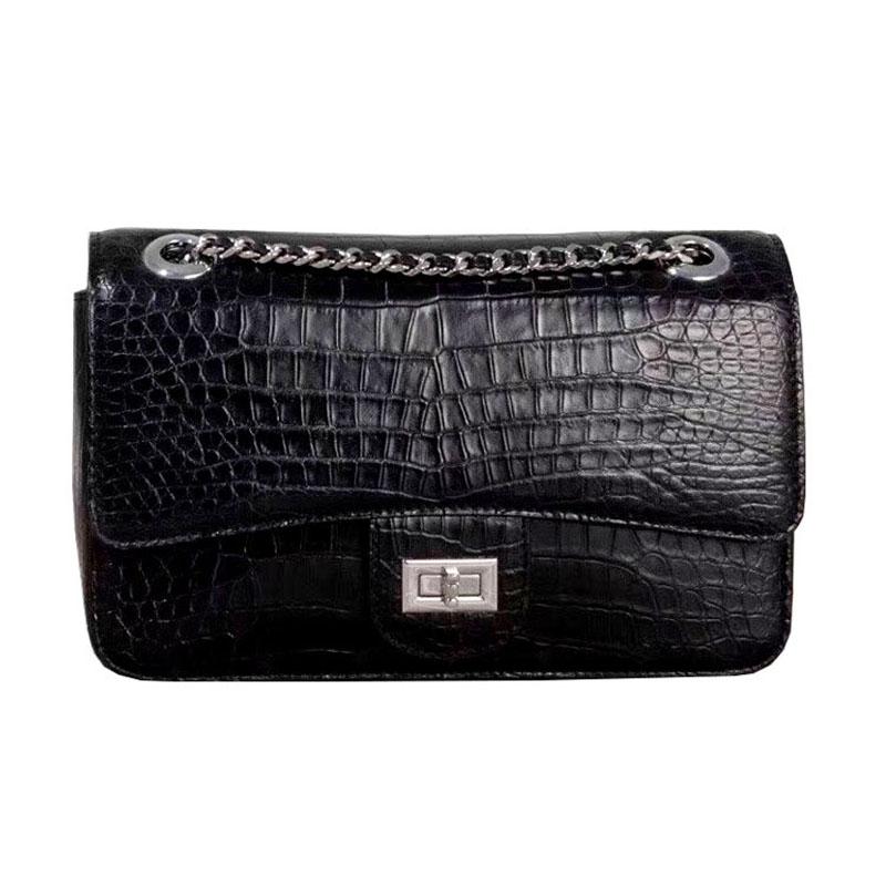 

Evening Bags YL0028 Crocodile Quality Real Leather Luxury Shoulder Handbag Women's Famous Brands High Fashionable Bag, Black