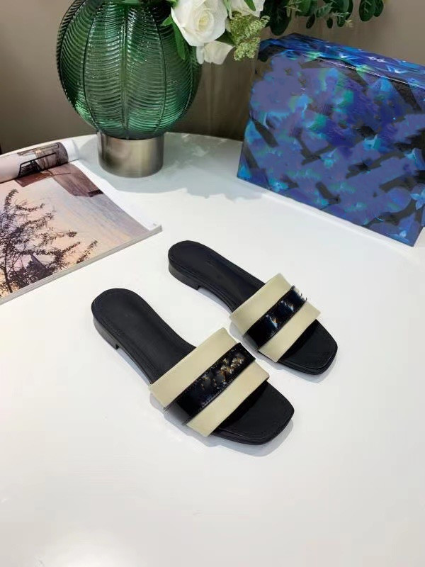 

2021 New Slippers Scuffs Slides Ladies Womens Summer Sandals Beach Slide Ladies Trendy Shoes Print Leather Flowers 0602, Black