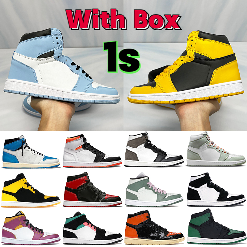 

With Box 1 1s mens Basketball Shoes cactus military University Blue pollen Dark Mocha seafoam UNC dutch green black white men women Sneakers, Bubble wrap packaging