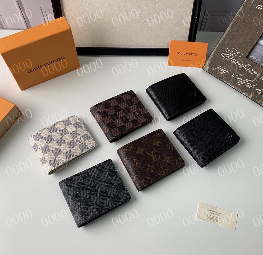 

LOUIS Bag VITTON Paris plaid style mens wallet fashion men purse special canvas multiple short small bifold wallet with box, Red;black