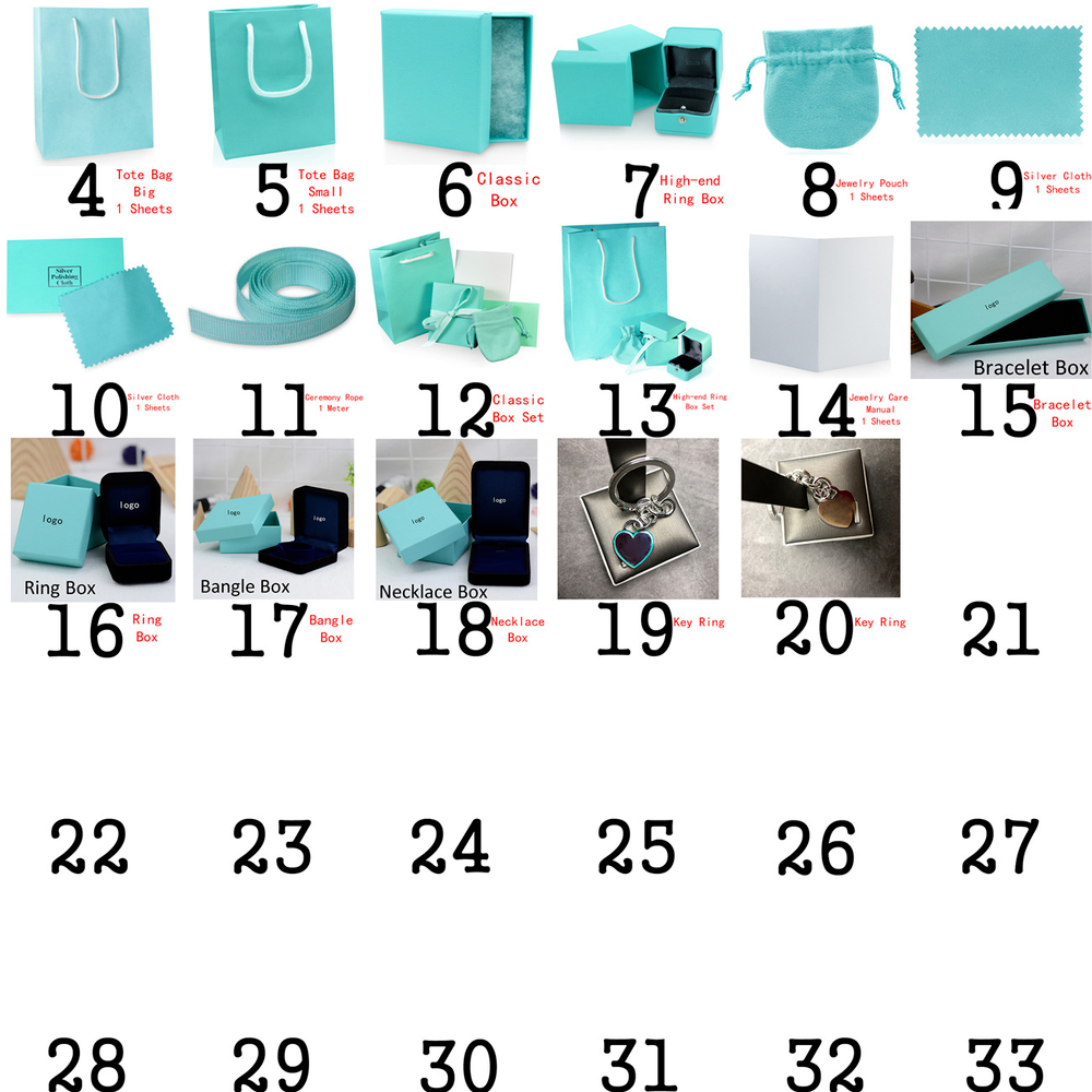 

2021 tif original classic bracelet ring earrings jewelry protection box set decoration bag gift box handbag cloth fashion, Silver
