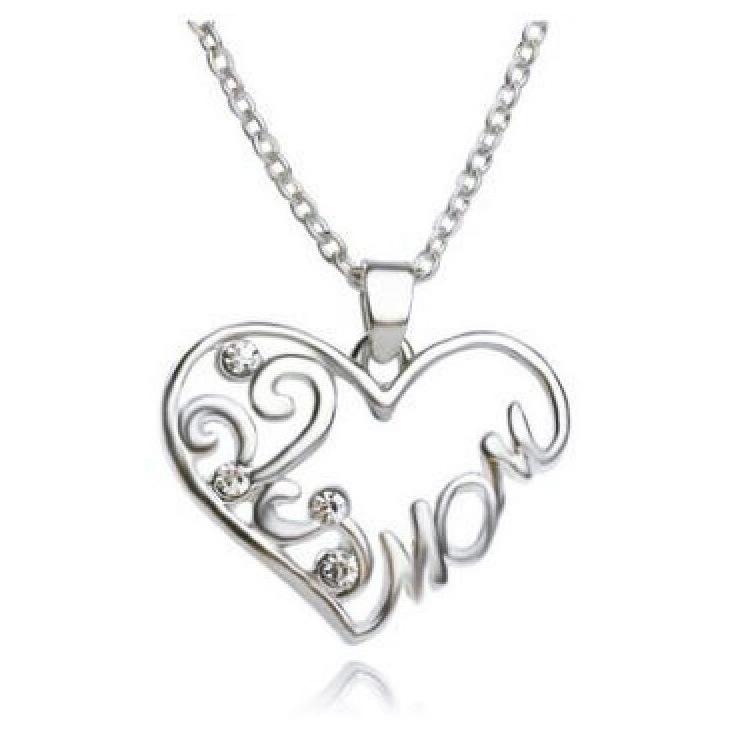 

Pendant Necklaces Fashion Simple Hollow Heart Rhinestone Mom Necklace Mother's Day Peach Jewelry Wholesale