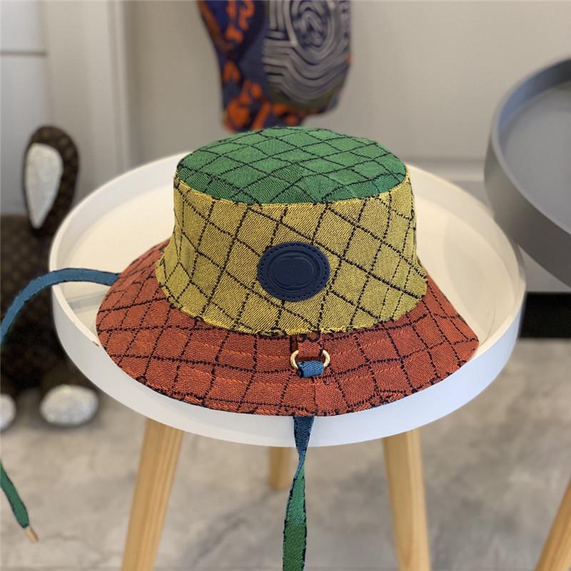 

7 Color Travel fashion classic letter summer wholesale Sun Bucket protected fishing high quality monochrome Bob Boonie bucket hats summer multicolor hats, Red