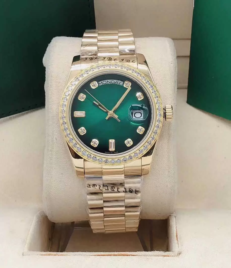 

mens womens watch 36mm gold diamond Sapphire DATE Mechanical automatic watches Stainless steel strap bracelet fashion, Sapphire crystal