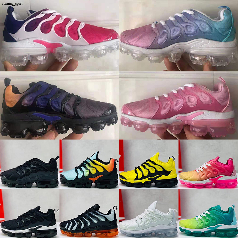 

Mens Kids Shoes tn Breathable Rainbow Mesh Running Sneakers tns Cushion children pour enfants Athletic sports Plus trainers Size 24-35, Color 1