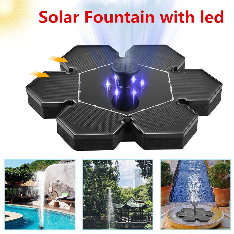 

Flower 6leds Solar Fountain 9V 2.4W Powered Water For Outdoor Pond Pool Fish Tank Garden Decor Works Day/Night Decorations