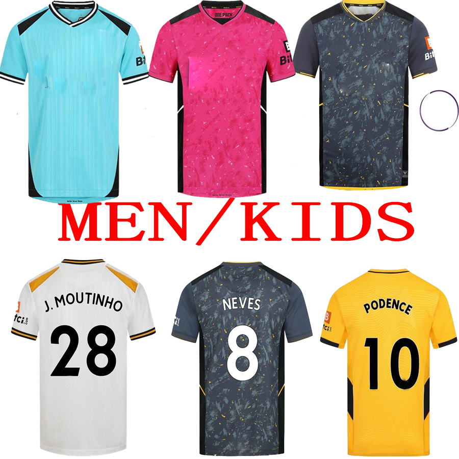 

2021 2022 Wolves soccer jerseys Wanderers SEMEDO NEVES RAUL 21 22 ADAMA FÁBIO SILVA PODENCE J.OTTO men kids kit jersey uniforms football shirt, Grey