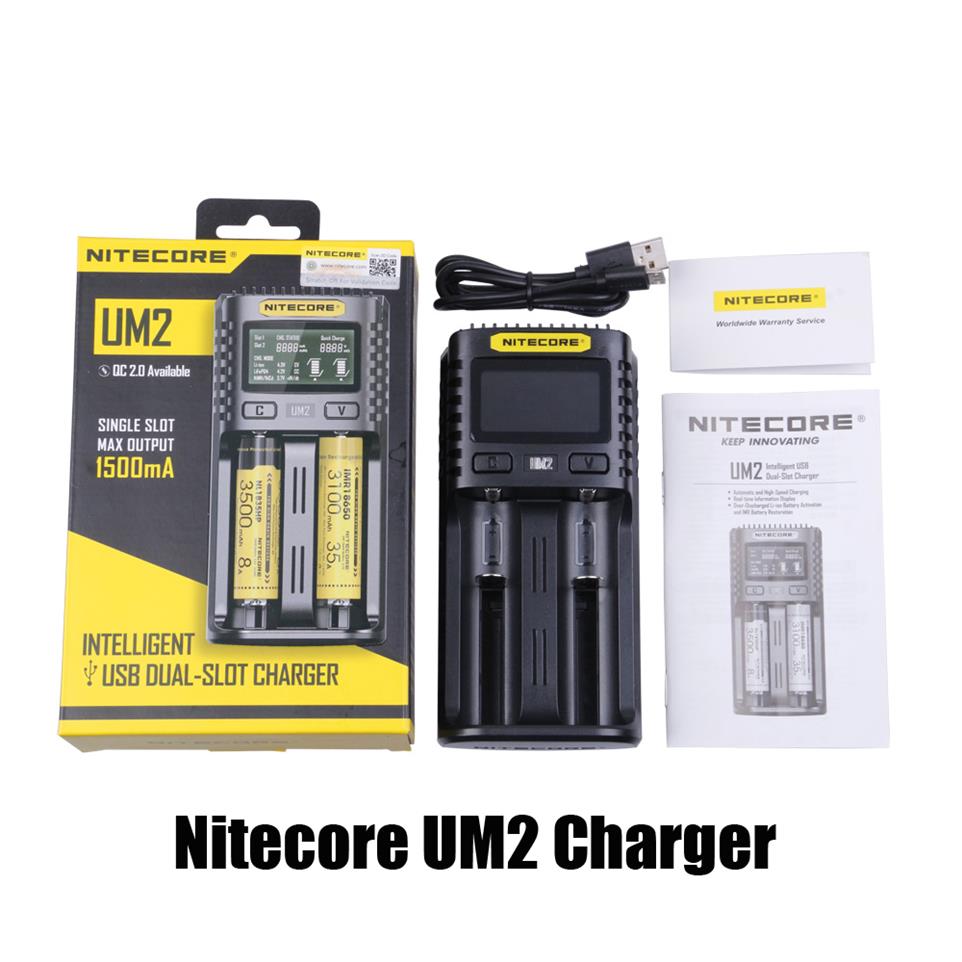 

100% Original Nitecore UM2 Universal Charger for 16650 18650 17350 26650 20700 21700 Battery US EU AU UK Plug Intellicharger Battery Quick Chargersa30