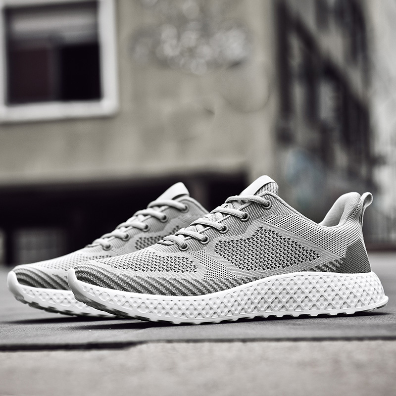 

Top Quality Sport Sneakers Women Mens Running Shoes Breathable Knitted Fabric Lace Up Athletic Trainers Size Eur 38-46 Code: LX18-0507