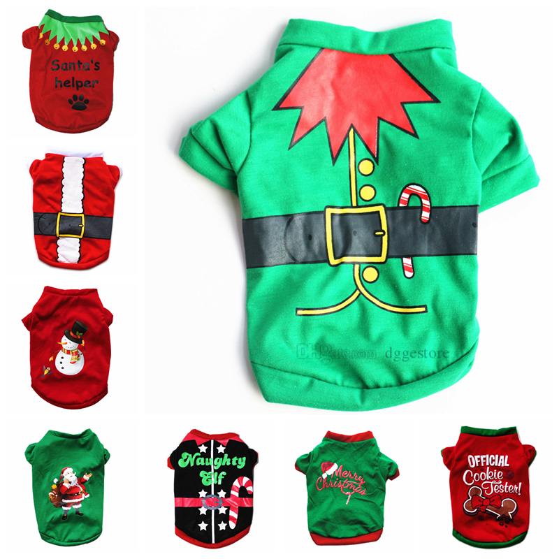 

10 Color Christmas Dogs Shirts Pet Clothes Dog Apparel Soft Breathable Puppy Shirt Printed Pets T-Shirt Cat Clothing for Small Doggy Cats Co