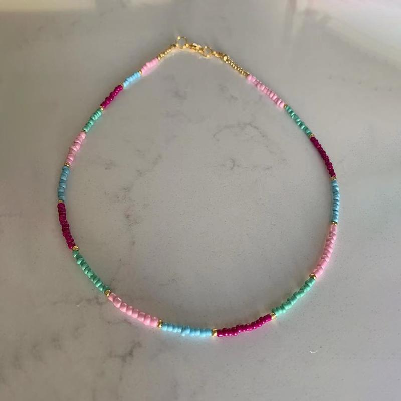 

Chokers Bohemian Colorful Bead Necklace For Woman Charm Beaded Chain Exquisite Accessories Gift Fashion Jewelry Simple All-match,2021