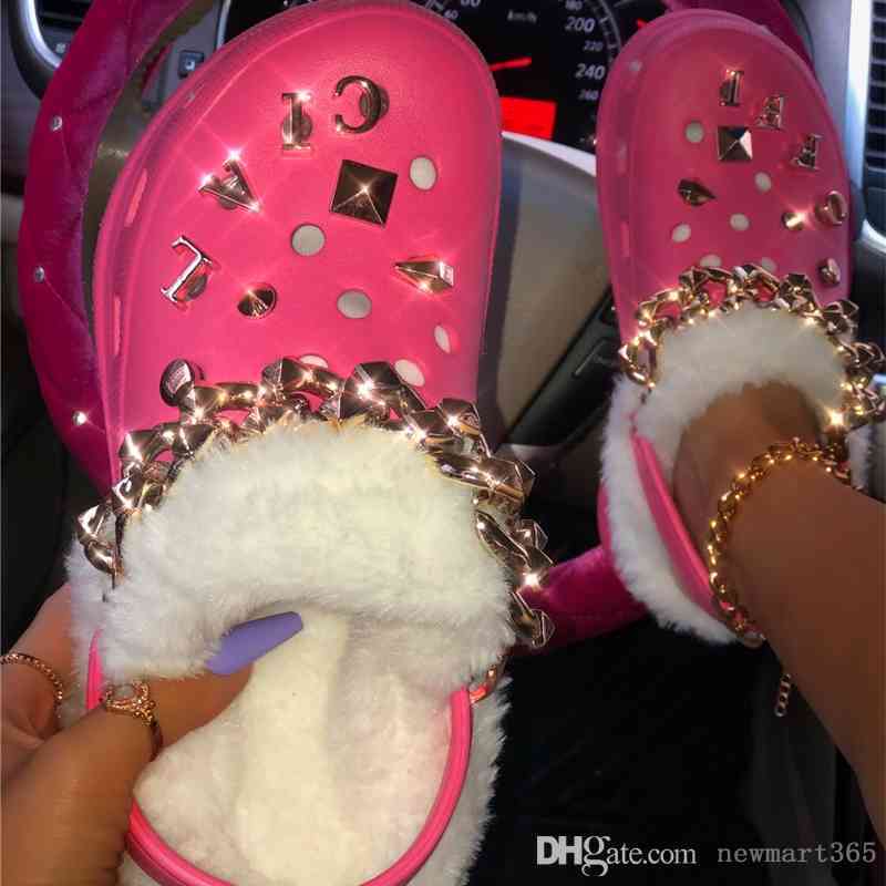 

Halloween And Christmas Women Short Boots Winter Slippers Plush House Sandals Women Fur Bling Garden Shoes Clogs With Furry, #19