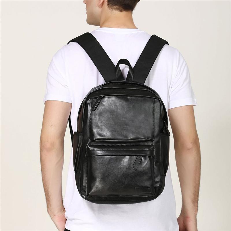 

Backpack Men Fashion Genuine Leather Backpacks Anti-theft Bags Preppy Style College Teenager School Bag For Laptop, Black