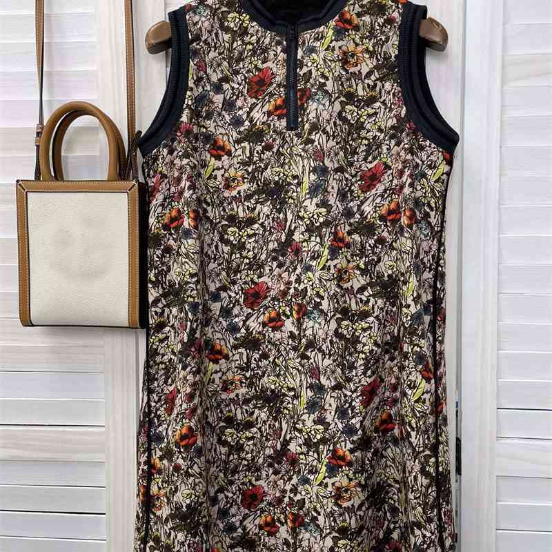 

Truevoker Summer Straigth Dress Lady Sleeveless Fancy Flower Print Casual Woman Tank Vestidos 210602, Multi