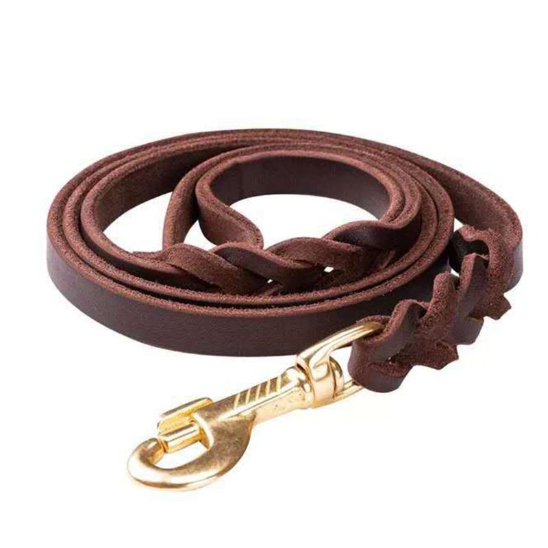 

Leather Dog Leash Training Walking Braided Grade Heavy Duty Collars & Leashes