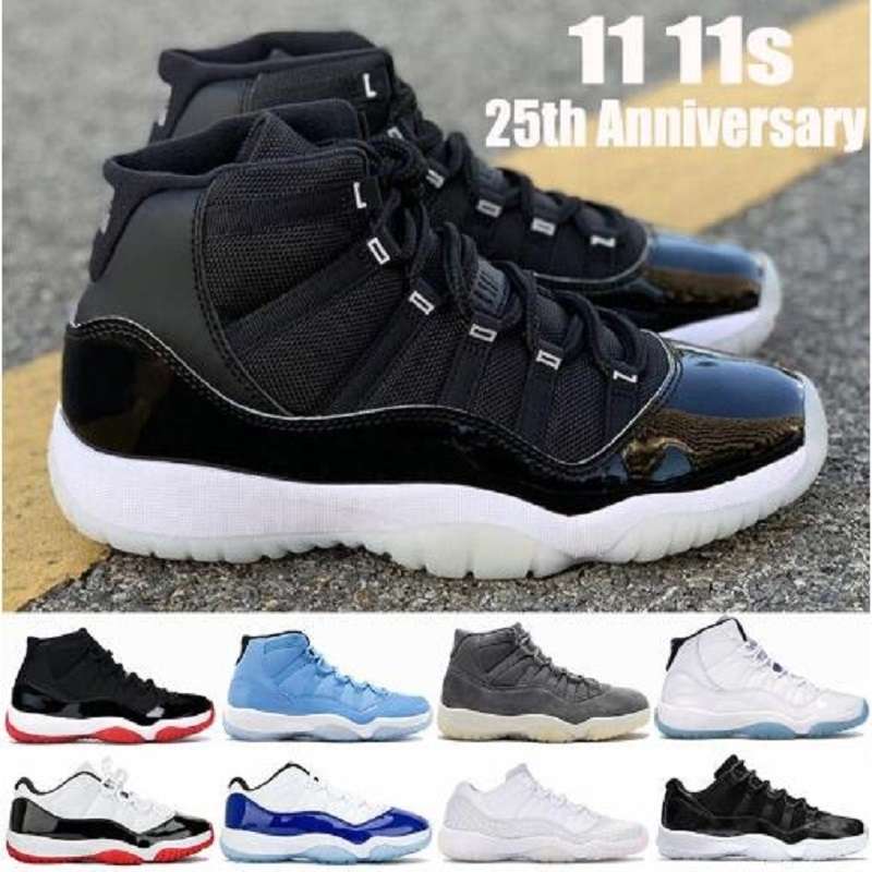 

25th Anniversary 11 11s Jumpman Bred Concord 45 Space Jam Cap and Gown Sneakers Shoes Basketball Men Sports Trainers, Color 10