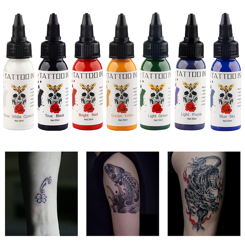 

7 Colors 30ml 1 Bottle Natural Plant Professional Tattoo Ink for Safe Tattoos and Body Art Lasting Permanent Tattoo PigmentsScouts