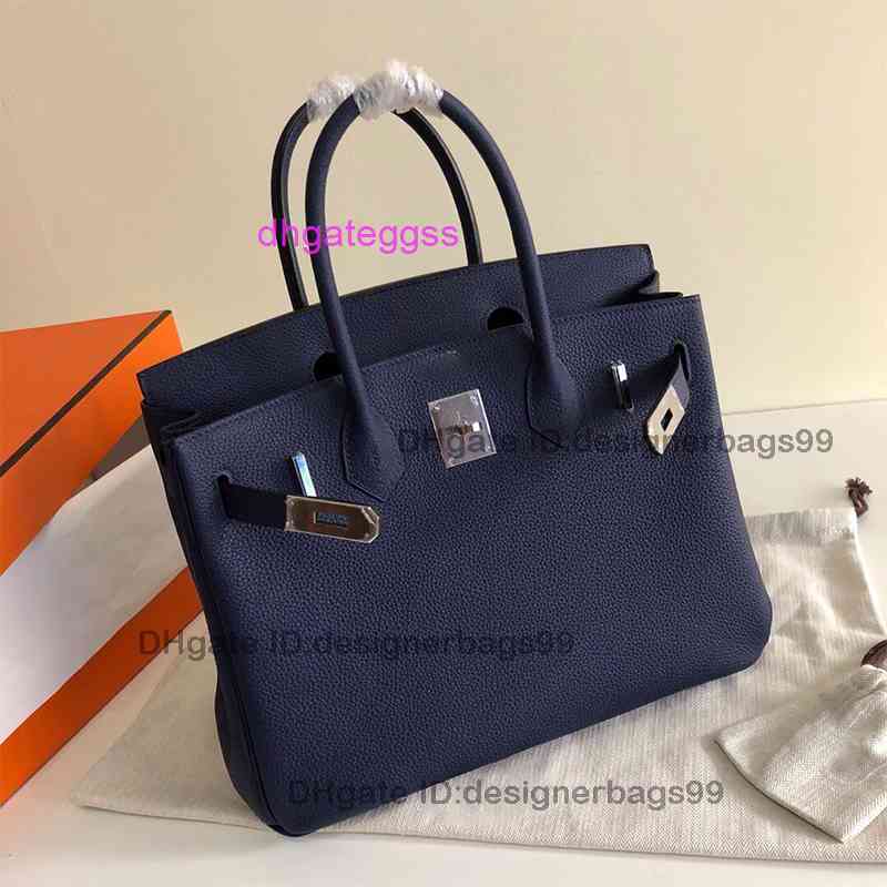 

Designers Handbags Herme Tote Berkin Bags Woman Large Capacity Fashion Full-Grain Litchi Pattern Cowhide Genuine Leather Shoulder Shopping birkins H2EI, Pewter