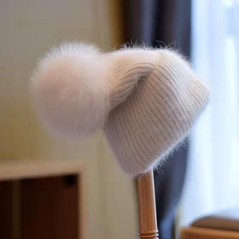 

Berets High-quality Women's Winter Hat 2021 Ball Double-layer Warm Hats Knitted Autumn Fur Thickened Ear-flapped, 09