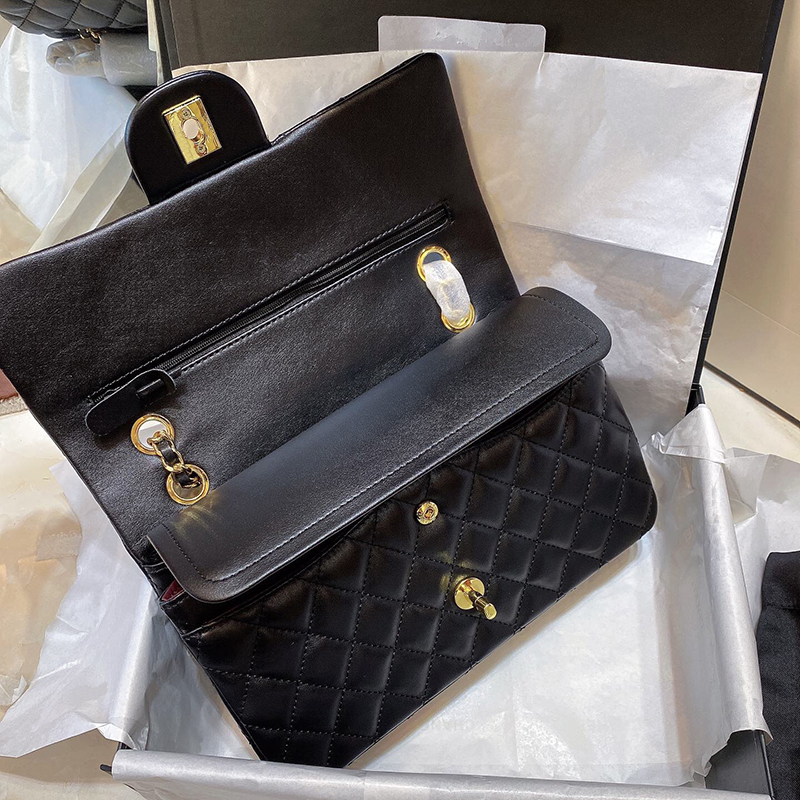 

original 5A+ lamb bag skin patent handbags top quality wallet famous designer luxury women purse gold and silver chain female packa