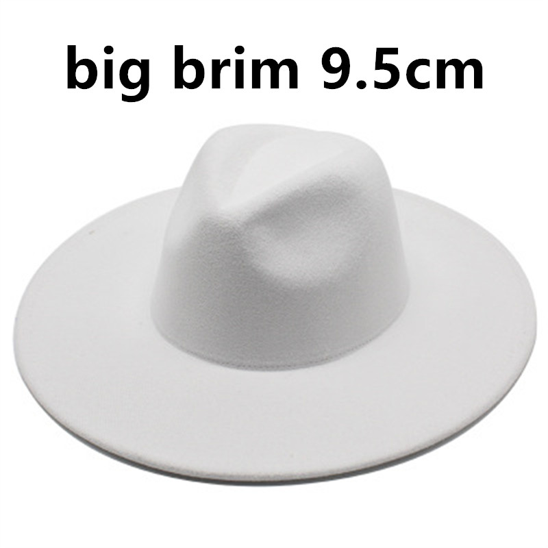 

Simple British Style winter wool flet solid Classic fedoras cap men women panama jazz hat 9.5CM Wide Brim Big Fedora, Red