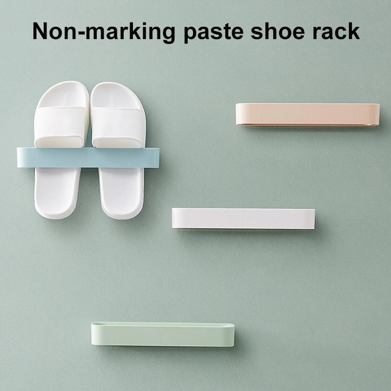 

Hooks & Rails Perforation-free Slippers Rack Self Adhesive Wall-mounted Bedroom Bathroom Sneakers Hanging Home YE-