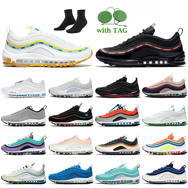 

Big Size US 12 Undefeated 97s Mens Running Shoes White Black Pine Green Melon Tint Barely Volt Atomic Pink MSCHF Satan Worldwide Runners Tra