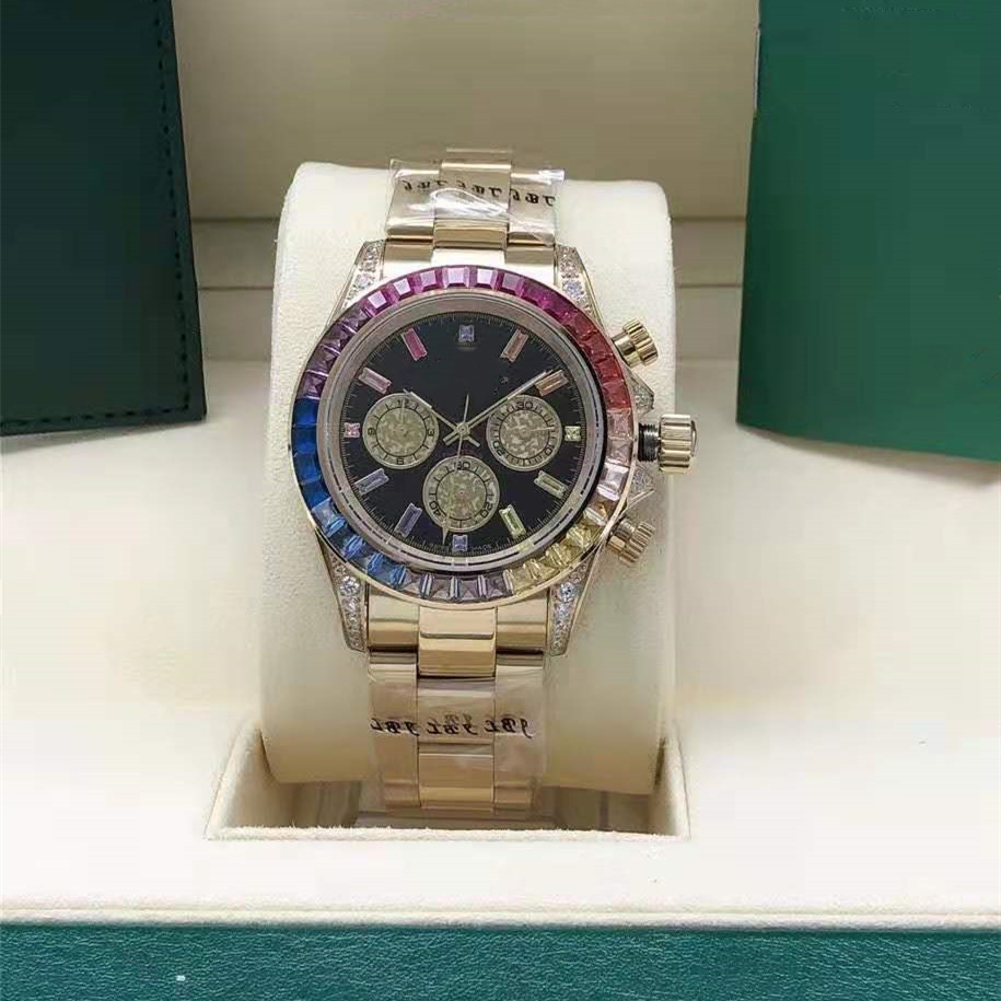 

Classic six-pin rainbow square diamond-cut wrist watch, Customize