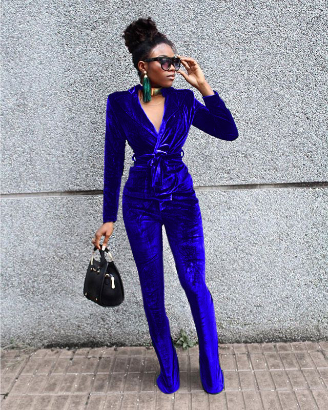 

Womans Blazers Korean Velvet Tracksuits Fashion V-neck Bandage Tops Speaker Pant Casual Outfits Designer Female Winter Velvets Two Piece Sets, Red