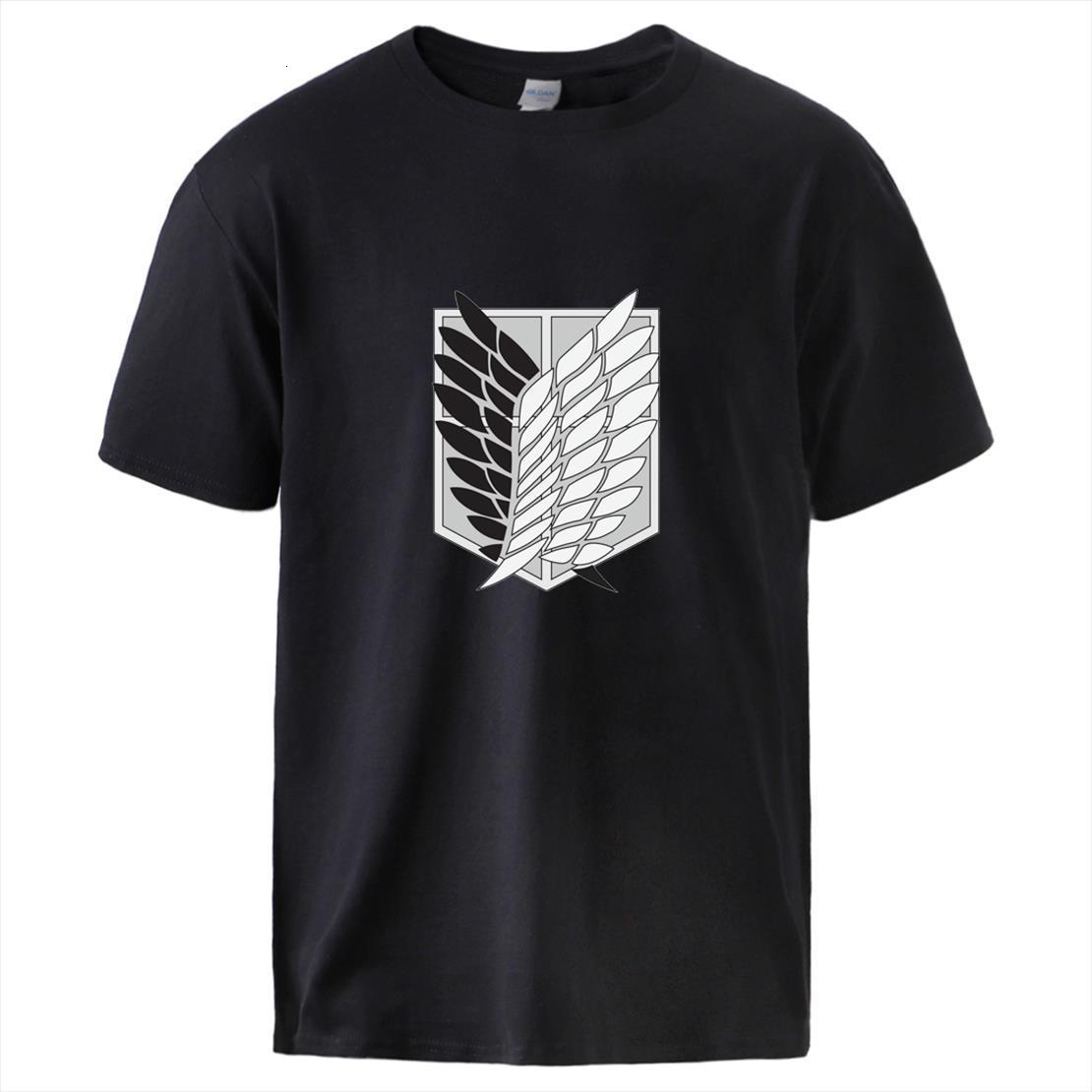 

attack on titan print summer men t shirts man oversized harajuku casual short sleeve loose tee shirt mens anime, White;black