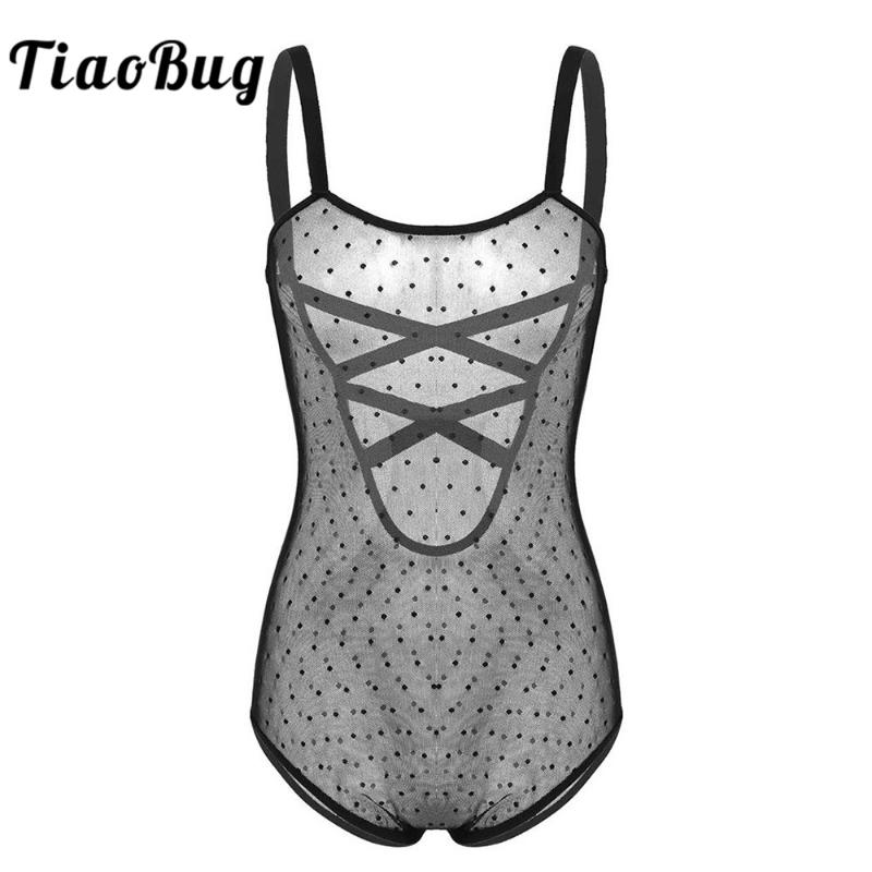 

Fashion Summer Women One-piece Spaghetti Straps Sheer Dotted Mesh Bodysuit Rave Costume Sexy Bikini Swimsuit Cover-ups Beachwear Suits