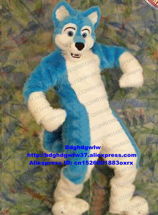

Mascot Costumes Blue White Long Fur Furry Wolf Fox Husky Dog Fursuit Mascot Costume Adult Character Marketing Promotions Opening Session zx4, Default color
