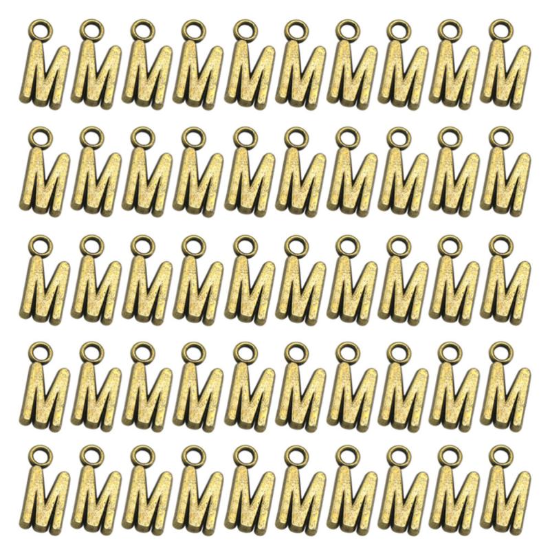 

Charms 50pcs Alloy Bronze English Letter Pendant DIY Jewelry Making Accessories For Necklace Bracelet, Bronze;silver