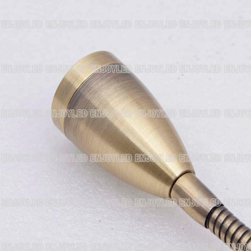 

220v 3w Warm White LED Flexible Gooseneck Reading Lamp Wall Bedside Light Rotation Arm Touch Switch Stalk Golden Aluminum