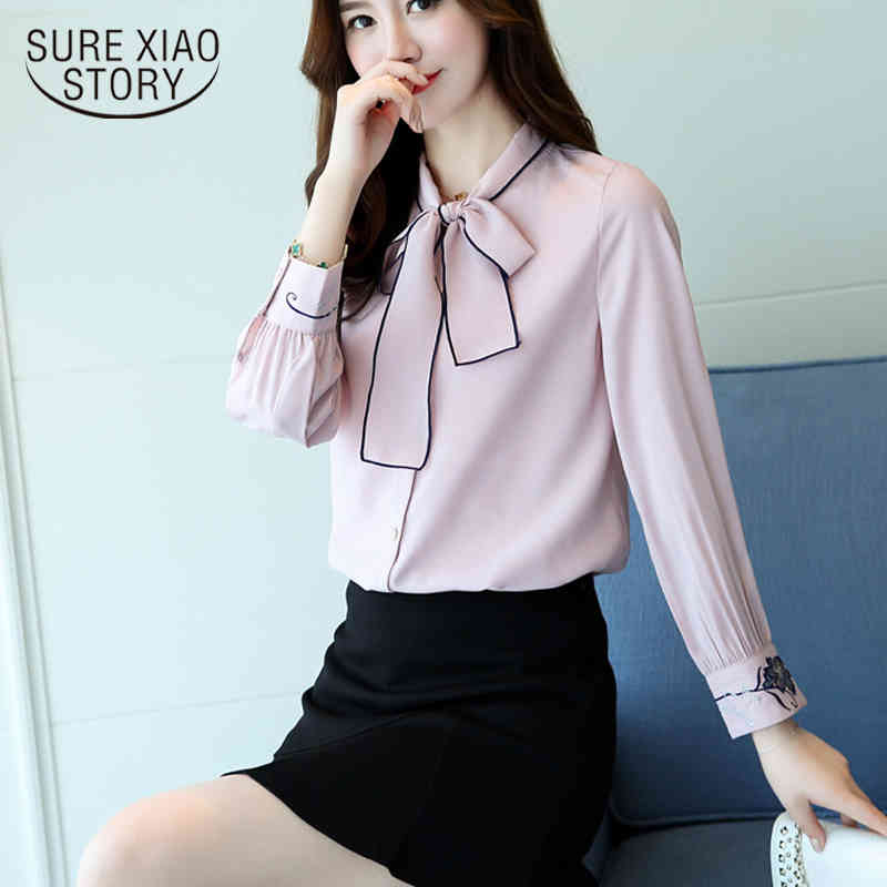 

arrived spring blouse women Sweet shirt female long sleeves fashion embroidered chiffon clothing D442 30 210521, White