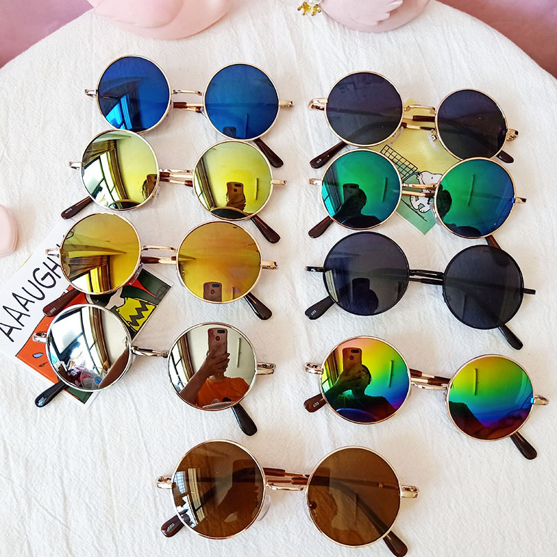 

Classic Sunglasses Girls Colorful Mirror Children Sunblock Glasses Metal Frame Kids Travel Shopping Eyeglasses 9 colors