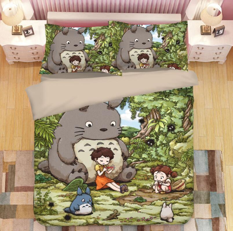 

Cartoon Totoro 3D Bedding Set Duvet Covers Pillowcases Comforter Sets Bedclothes Bed Linen