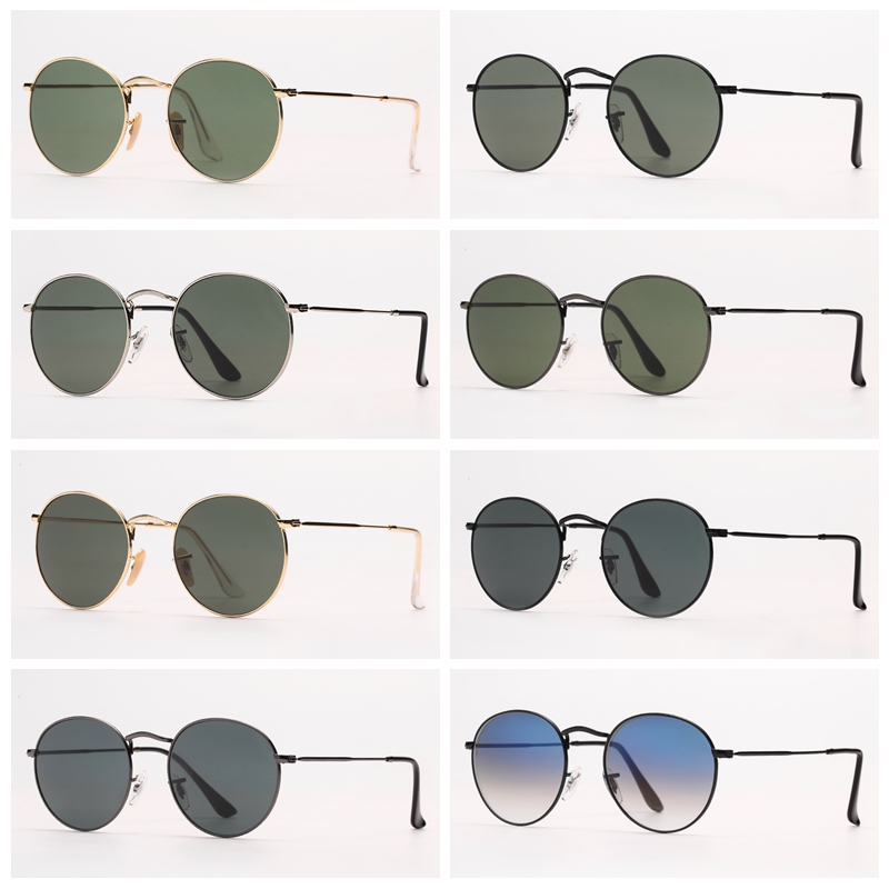 

Round Polarized sunglasses womens sunglasses mens fashion real UV protect glass lenses with brown case