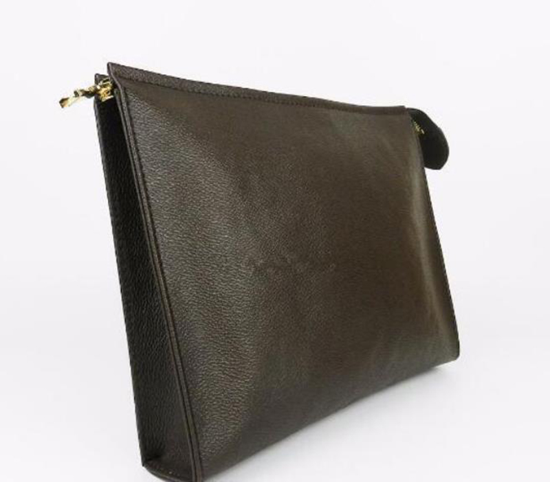 

top sale Wallet letter flower Coffee Black lattice mens bags women wallets Cosmetic bag zipper Handbags purses with box WO, Size:26*20*5cm