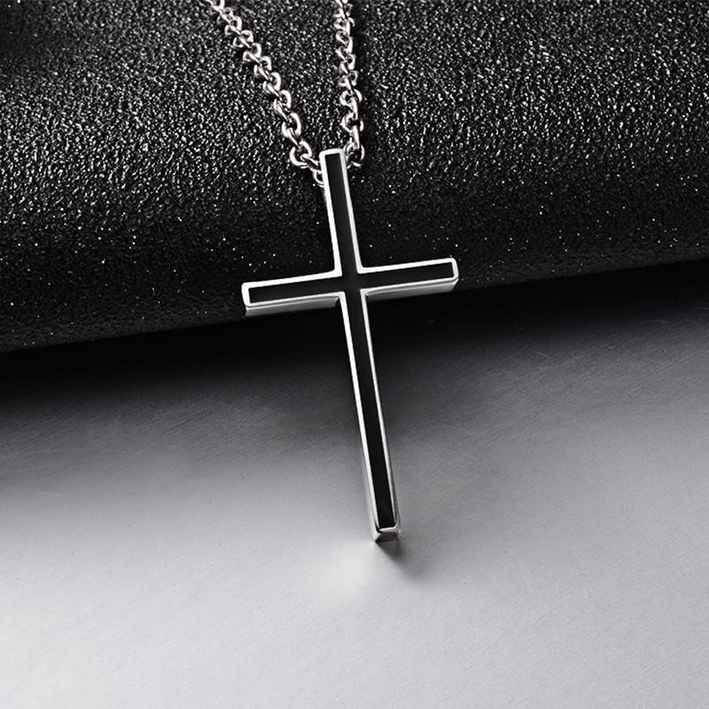 

Cross Necklace Women Black Pendant Stainless Steel Fashion Necklaces Jewelry On The Neck Hip Hop Rock Gifts For Male