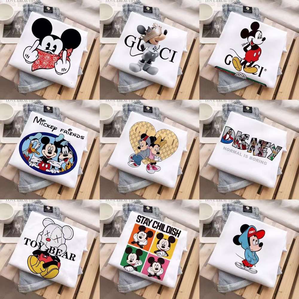 

and Spring Summer Cotton T-shirt Korean Version Ins Tide Lazy Wind Bf Loose Cartoon Mickey Versatile Clothes