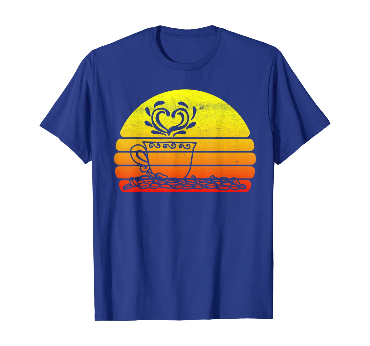 

retro sunset coffee cup love design vintage gift tshirt, White;black