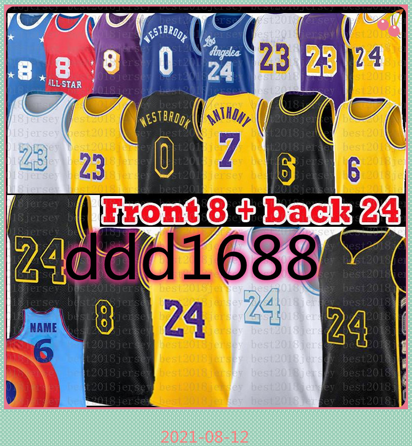 

Los 23 Angeles 24 8 Basketball Jersey Space Jam 2 Tune Squad 6 Carmelo 7 Anthony 3 Davis 32 34 Alex 4 Black Caruso Mamba Russell 0 Westbrook Black White Mens Blue Gold