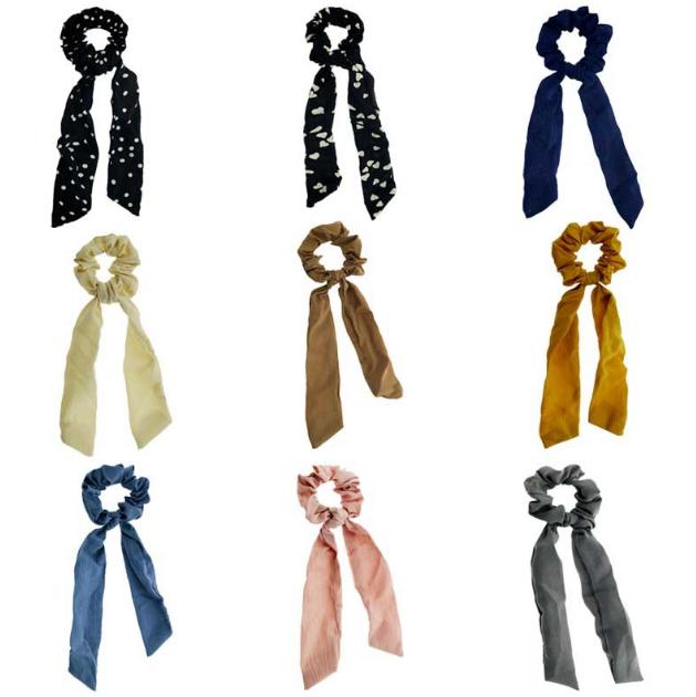 

Fashion Wave Point Print Scrunchie Women Hair Scarf Elastic Hairband Bow Hair Rubber Ropes Girls Hair Ties Accessories, Red