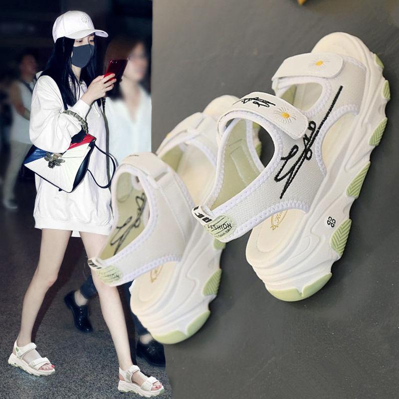 

Korean Style Platform Shoes Casual Beach Sandals For Women, Black