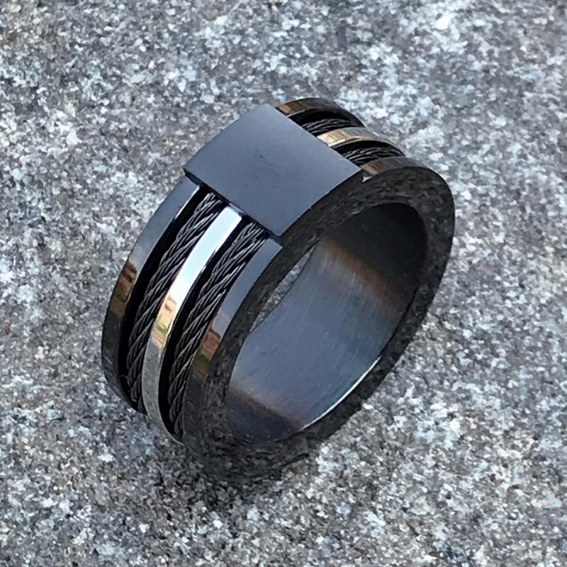 Cluster Rings Top Quality Men&#039;s Ring Personalize Cool Black Stainless Steel Men Jewelry Hip Hop Party For Unique Male Gift-image-704303839