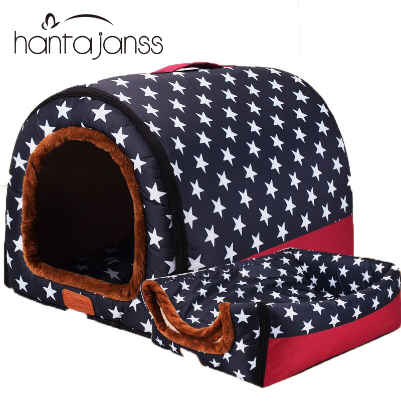 

Dog House Pet Bed For arge Medium Warm Fodabe Dogs Beds Traveing Portabe Print Stars Warm Soft Pet products