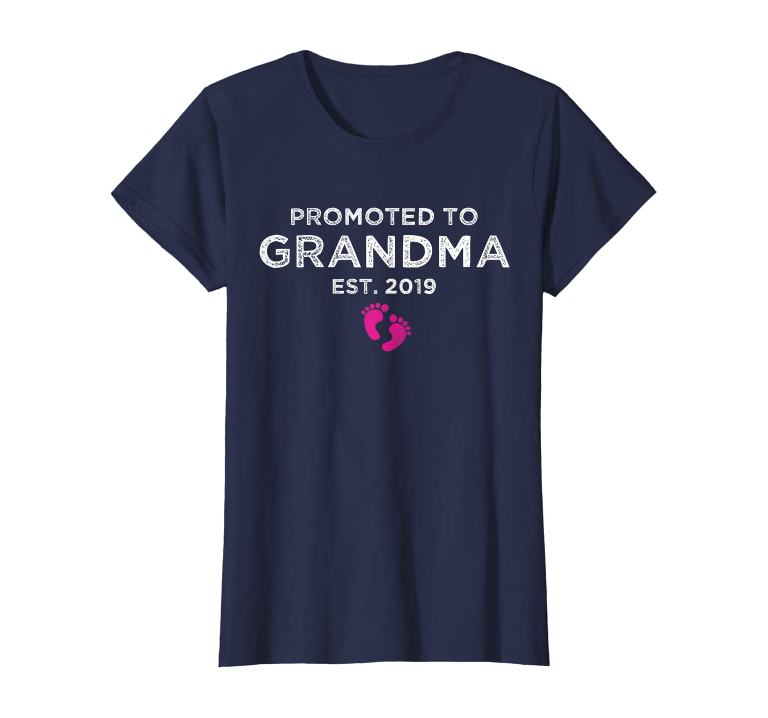 Womens Promoted to Grandma 2019 distressed T-shirt gift for Women-image-699229601