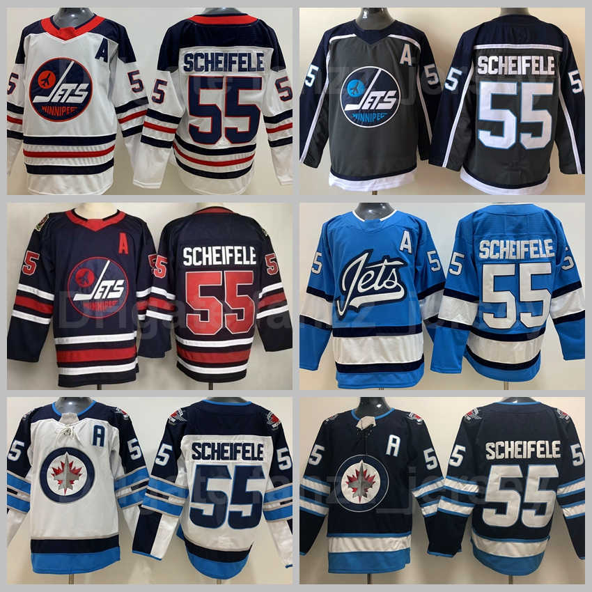 

Reverse Retro Winnipeg Jets Ice Hockey 55 Mark Scheifele Jersey Men Heritage Classic Navy Blue WHite Grey Team Color Breathable All Stitching Sport, Black;red